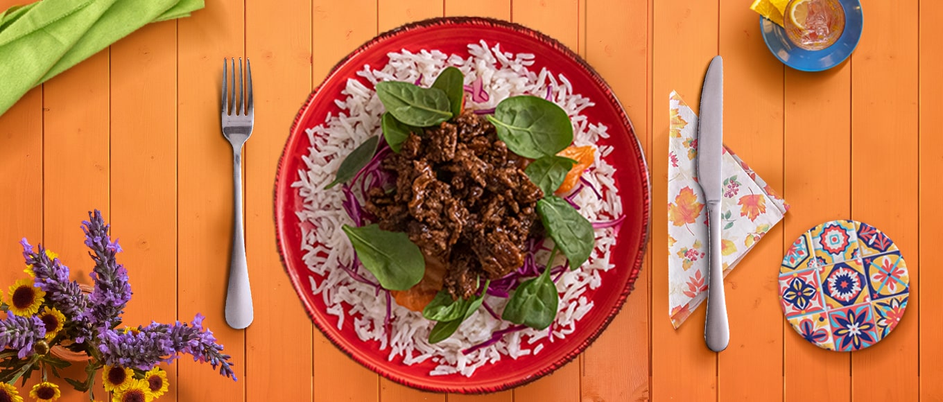 A rice salad recipe influenced with Korean flavors made with a stovetop and microwave in less than 30 minutes.