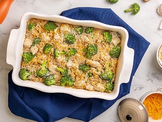 Cheesy chicken with broccoli and rice