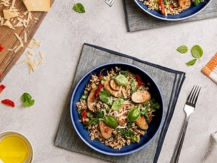 Tuscan tomato garlic rice bowl