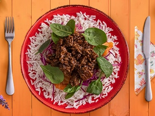 A rice salad recipe influenced with Korean flavors made with a stovetop and microwave in less than 30 minutes.